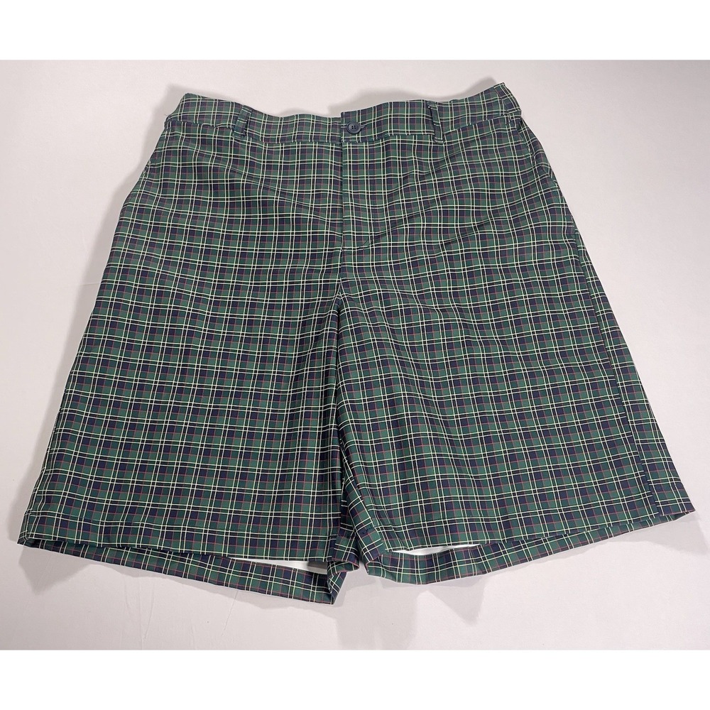 Lacoste Sport Men's Relaxed Fit‎ Ultra Dry Green Plaid Golf Shorts Size 38